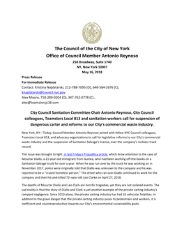 The Council of the City of New York Office of Council Member Antonio