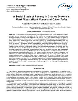 A Social Study of Poverty in Charles Dickens S Hard Times, Bleak House