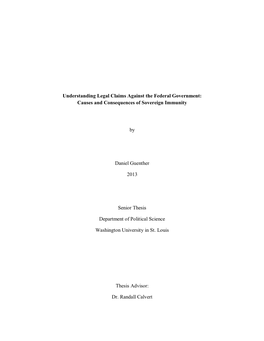 Understanding Legal Claims Against the Federal Government: Causes and Consequences of Sovereign Immunity