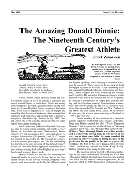 The Amazing Donald Dinnie: the Nineteenth Century’S Greatest Athlete Frank Zarnowski