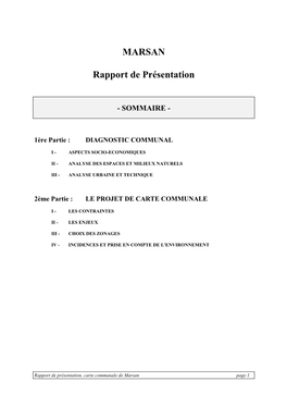 M ARSAN Rapport De Présentation