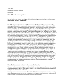 Victor Wall Ricks Center for Gifted Children Denver, CO Thailand, Factor 7: Animal Agriculture