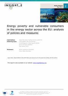 INSIGHT E Report "Energy Poverty and Vulnerable Consumers in The