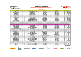 2019 Brands Hatch Provisional Entry List 30.07.19
