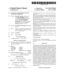 (12) United States Patent (10) Patent No.: US 7,618,799 B2 Coleman Et Al