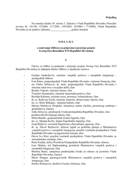 Narodne Novine, Br. 101/98, 15/2000, 117/2001, 199/2003, 30/2004 I 77/2009), Vlada Republike Hrvatske Je Na Sjednici Održanoj ______Godine Donijela