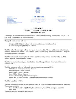 **DRAFT** COMMITTEE MEETING MINUTES December 11, 2019