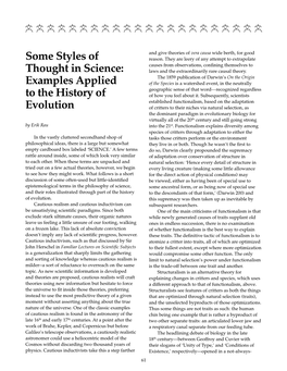 Some Styles of Thought in Science: Examples Applied to the History Of