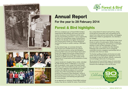 Forest & Bird Annual Report 2014