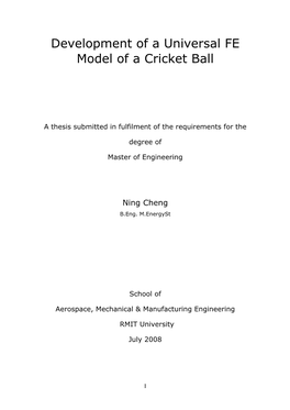 Development of a Universal FE Model of a Cricket Ball