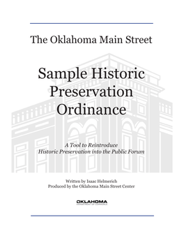 Sample Historic Preservation Ordinance