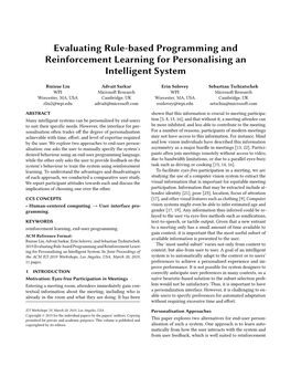 Evaluating Rule-Based Programming and Reinforcement Learning for Personalising an Intelligent System