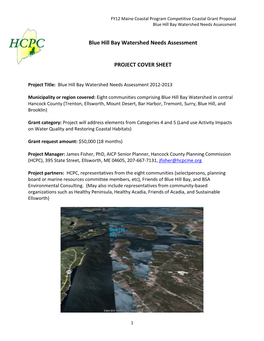 Blue Hill Bay Watershed Needs Assessment