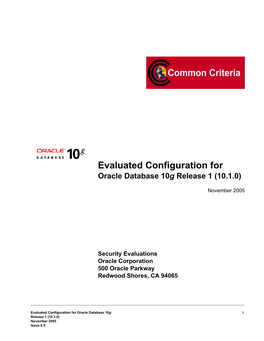 Evaluated Configuration for Oracle Database 10G Release 1 (10.1.0)