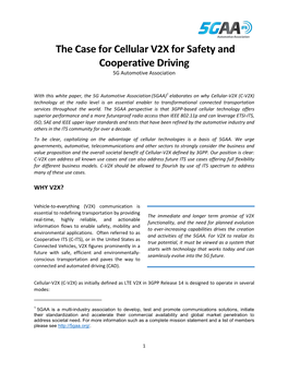 The Case for Cellular V2X for Safety and Cooperative Driving 5G Automotive Association