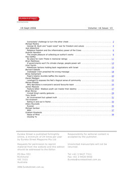 Eureka Street Is Published Fortnightly Online, a Minimum of 24 Times Per