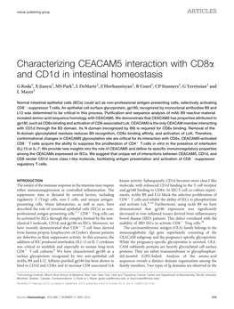 Characterizing CEACAM5 Interaction with Cd8α and Cd1d in Intestinal