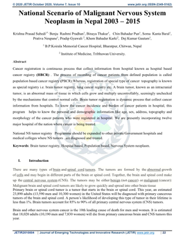 National Scenario of Malignant Nervous System Neoplasm in Nepal 2003 – 2015