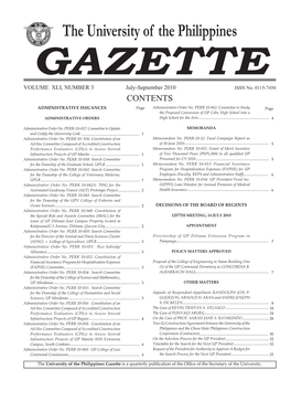 GAZETTE VOLUME XLI, NUMBER 3 July-September 2010 ISSN No