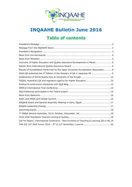 INQAAHE Bulletin June 2016