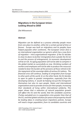 Migrations in the European Union: Looking Ahead to 2050
