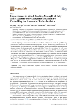 (Vinyl Acetate-Butyl Acrylate) Emulsion by Controlling the Amount of Redox Initiator