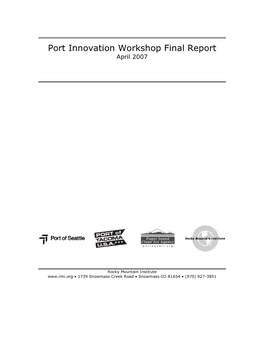 Port Innovation Workshop Final Report April 2007