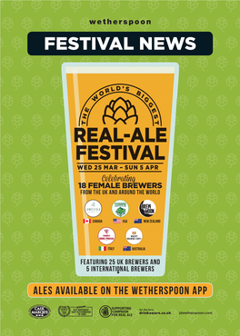 Real-Ale Festival Wed 25 Mar – Sun 5 Apr