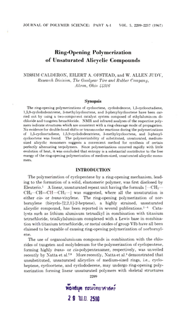 Journal of Polymer Science Part A-1 Polymer Chemistry 1967 Volume.5