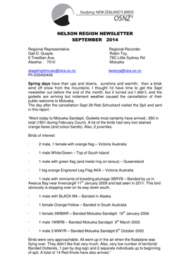 Nelson Region Newsletter September 2014