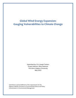 A Review of Global Wind Energy Expansion and a Climate Change