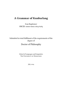 A Grammar of Kunbarlang