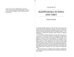 Madhyamaka in India and Tibet.