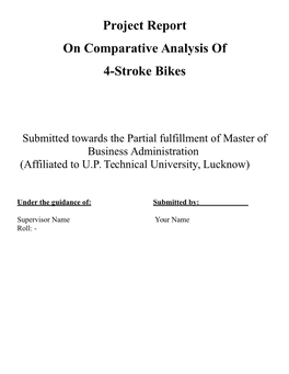 Project Report on Comparative Analysis of 4-Stroke Bikes