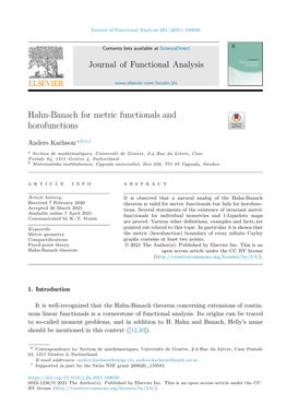 Hahn-Banach for Metric Functionals and Horofunctions