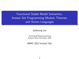 Functional Stable Model Semantics, Answer Set Programming Modulo Theories, and Action Languages