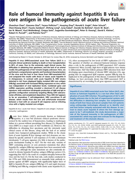 Role of Humoral Immunity Against Hepatitis B Virus Core Antigen in the Pathogenesis of Acute Liver Failure