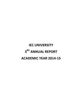 Iec University 3 Annual Report Academic Year 2014-15