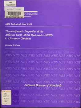 Thermodynamic Properties of the Alkaline Earth Metal Hydroxides (MOH) L Literature Citations