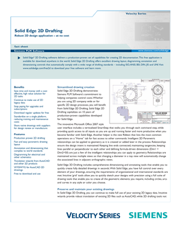 Solid Edge 2D Drafting Fact Sheet