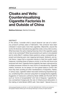 Cloaks and Veils: Countervisualizing Cigarette Factories in and Outside of China