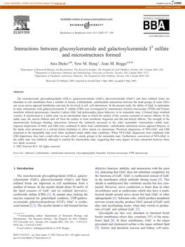 Interactions Between Glucosylceramide and Galactosylceramide I3 Sulfate and Microstructures Formed