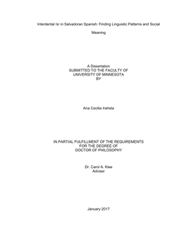 Interdental /S/ in Salvadoran Spanish: Finding Linguistic Patterns and Social