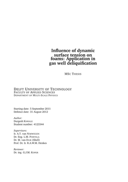 Influence of Dynamic Surface Tension on Foams: Application in Gas Well