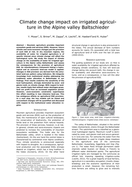 Climate Change Impact on Irrigated Agricul- Ture in the Alpine Valley Baltschieder