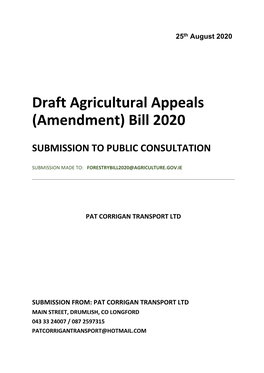 Draft Agricultural Appeals (Amendment) Bill 2020