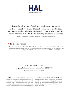 Towards a History of Architectural Acoustics Using