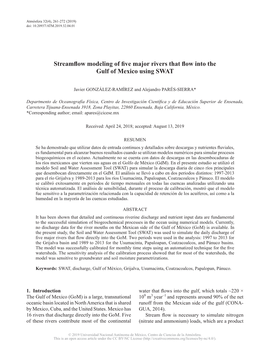 Streamflow Modeling of Five Major Rivers That Flow Into the Gulf of Mexico Using SWAT