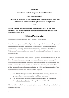 Biological Nomenclature