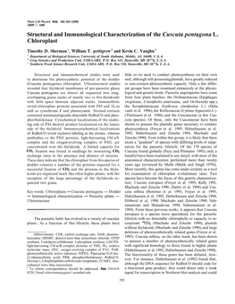 Structural and Immunological Characterization of the Cuscuta Pentagona L